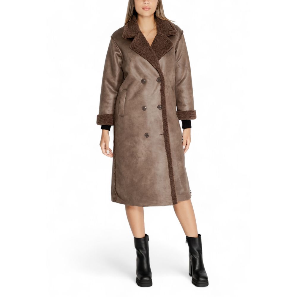 Cleré Brown Polyester Coat for Women