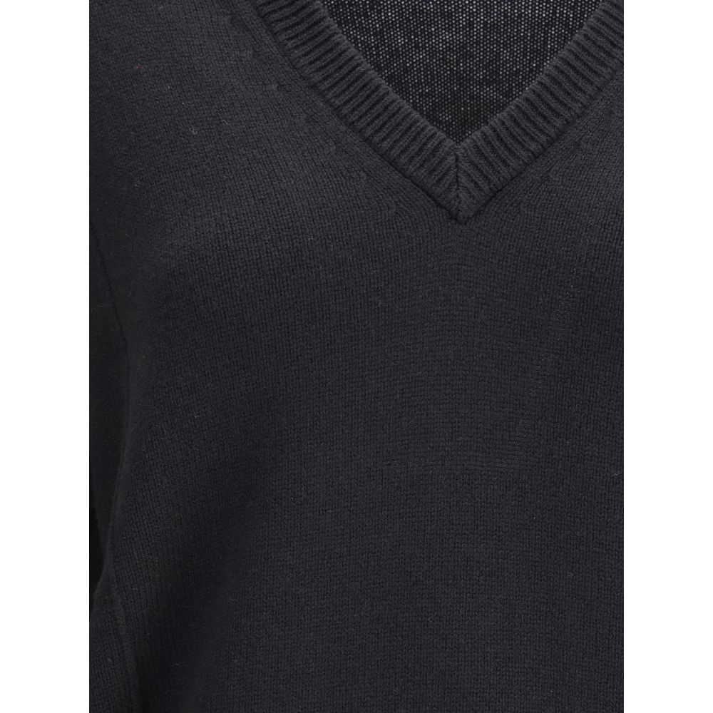 Jil Sander Oversize V-Neck Sweater in Wool and Cashmere Blend