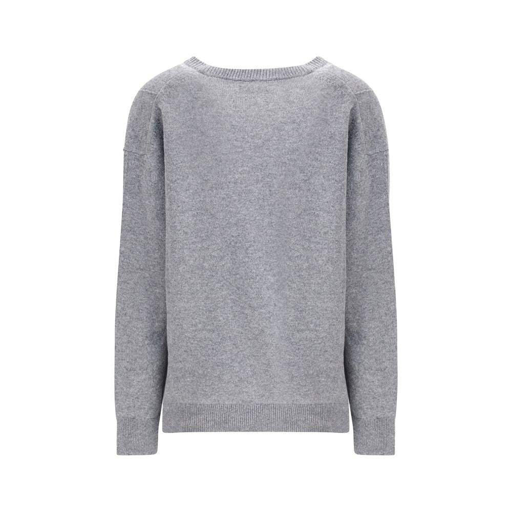 Jil Sander Oversize V-Neck Sweater in Wool and Cashmere Blend
