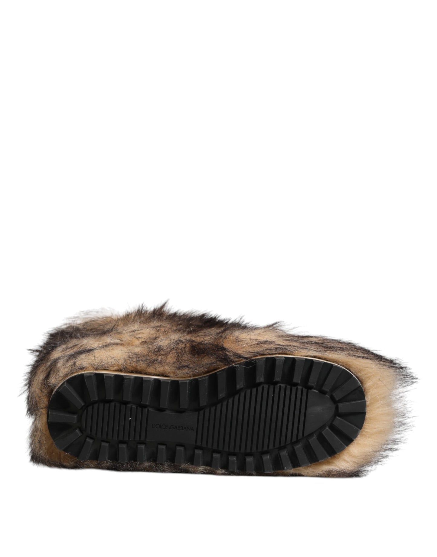Dolce & Gabbana Brown Faux Ski Fur Short Boots for Men