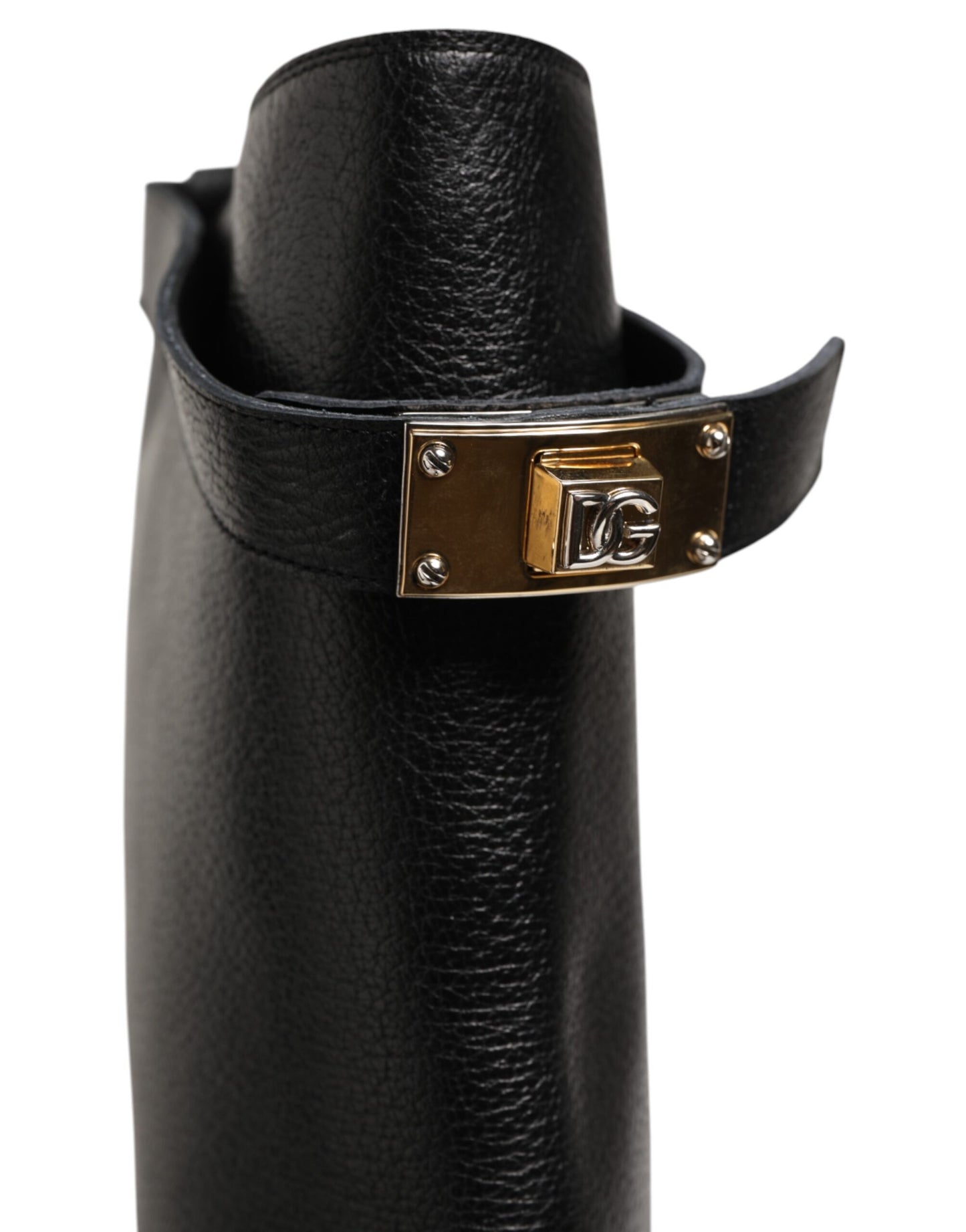 Dolce & Gabbana Black Logo Plaque Over The Calf Boots