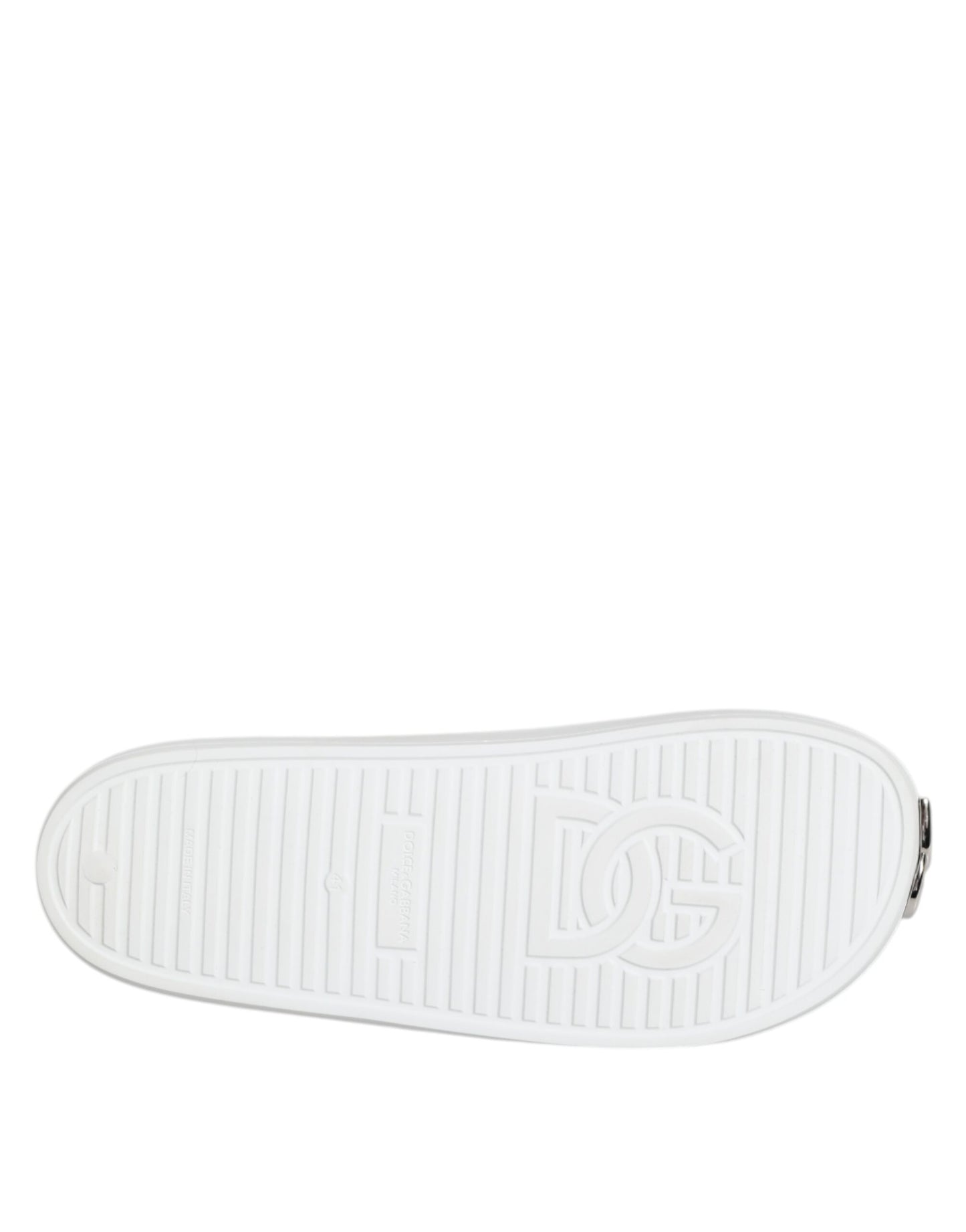 Dolce & Gabbana White Logo Slides Sandals for Men