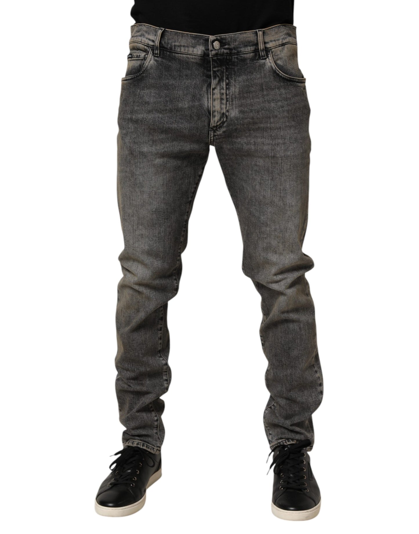 Dolce & Gabbana Gray Cotton Stretch Slim Fit Denim Jeans