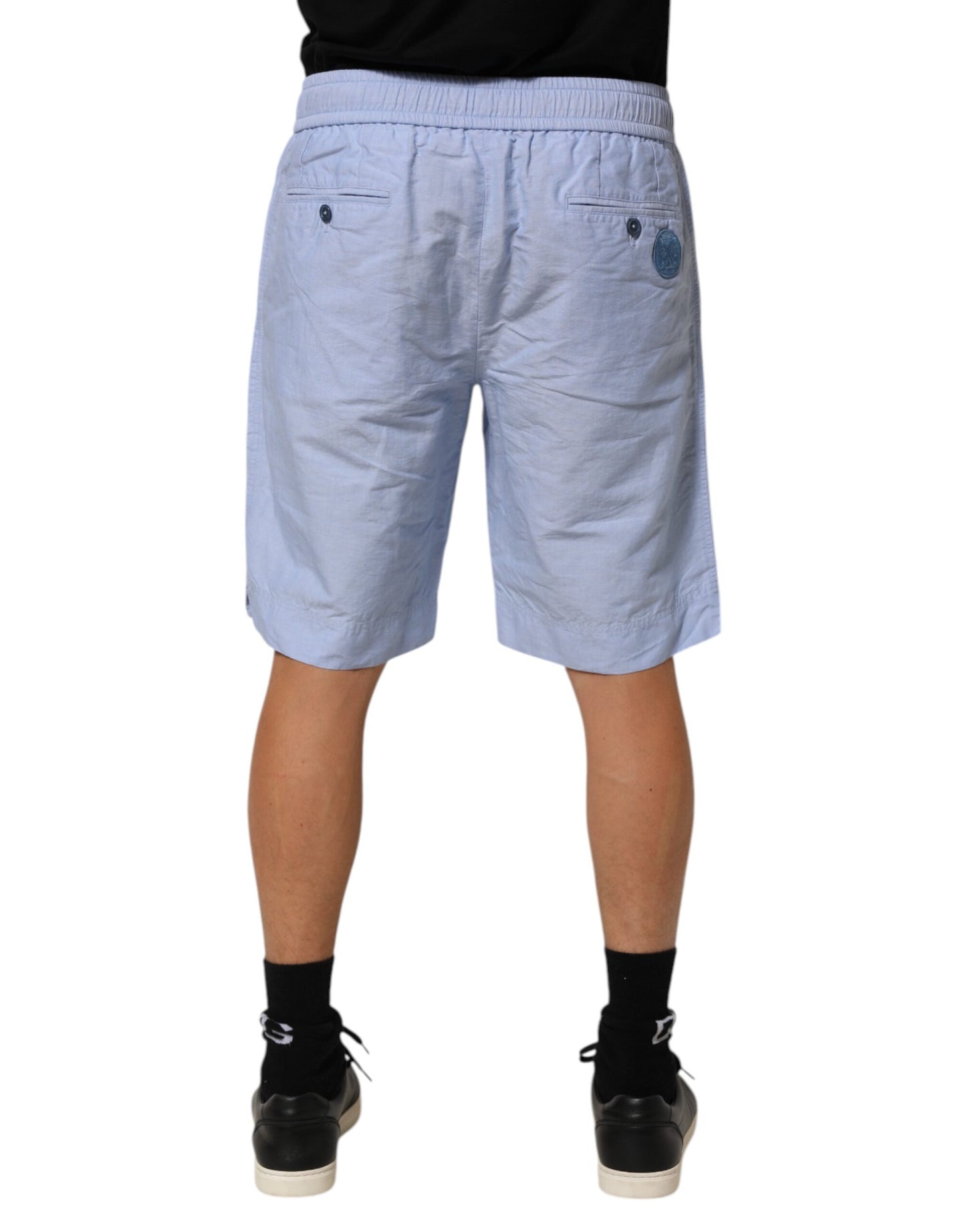 Dolce & Gabbana Light Blue Linen Mid Waist Men's Bermuda Shorts