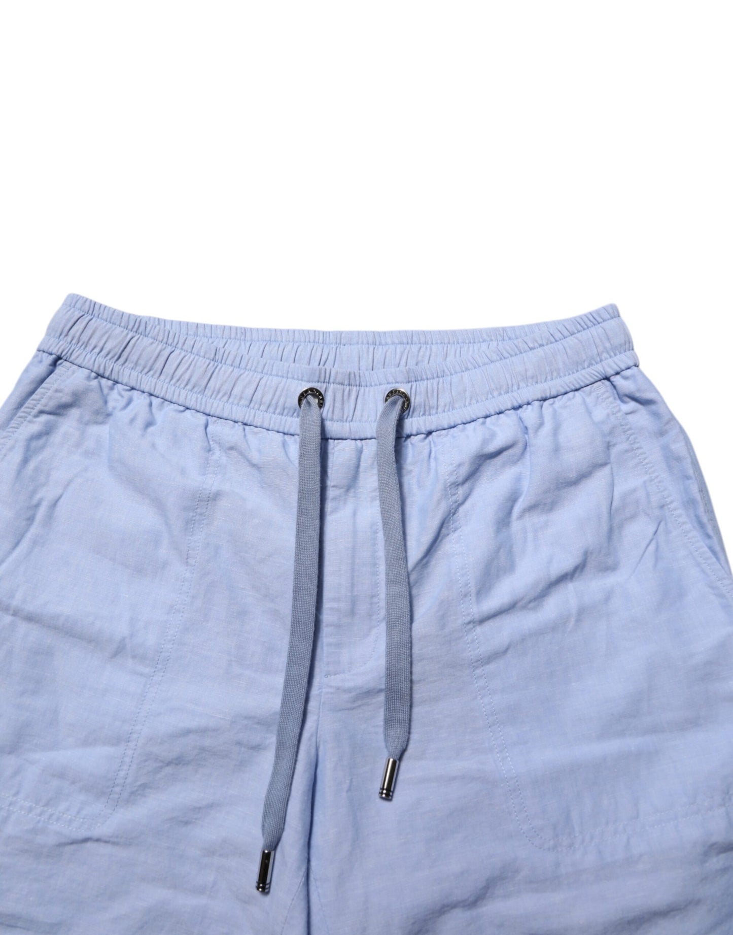 Dolce & Gabbana Light Blue Linen Mid Waist Men's Bermuda Shorts