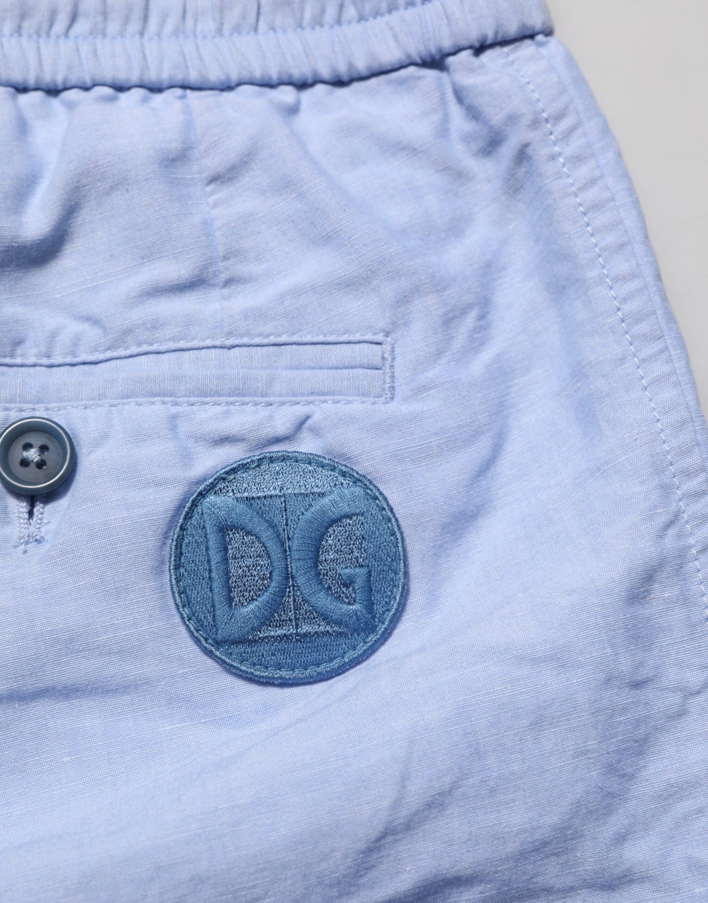Dolce & Gabbana Light Blue Linen Mid Waist Men's Bermuda Shorts