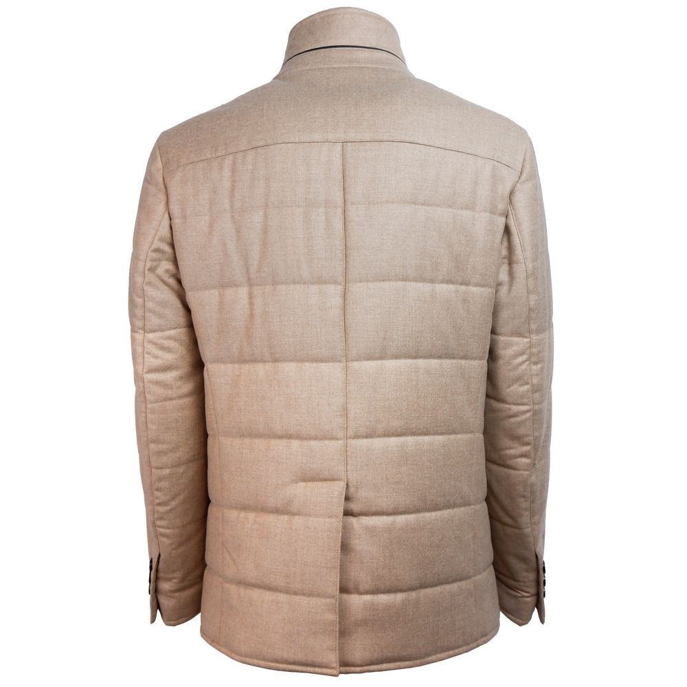 Loro Piana Beige Wool Jacket with Rain System Treatment
