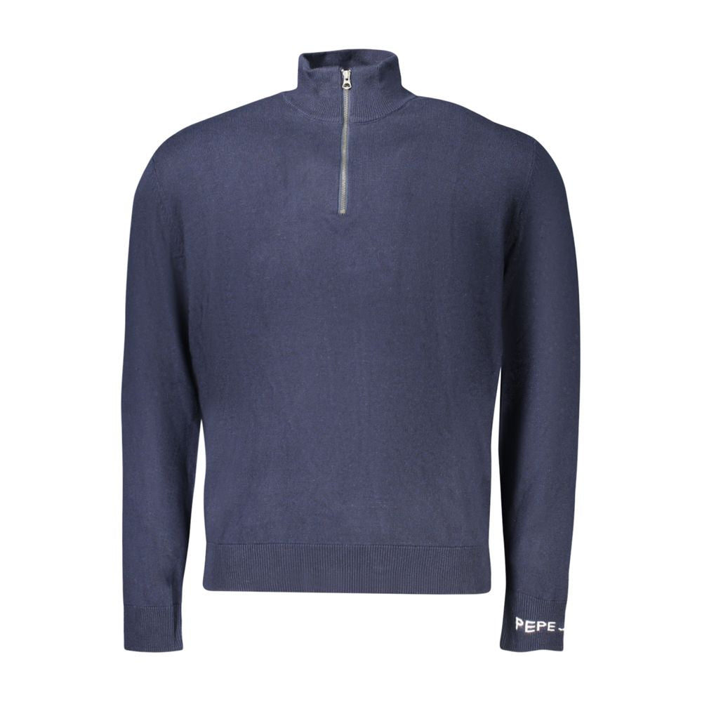Pepe Jeans Blue Cotton Sweater - Stylish Half Zip Design