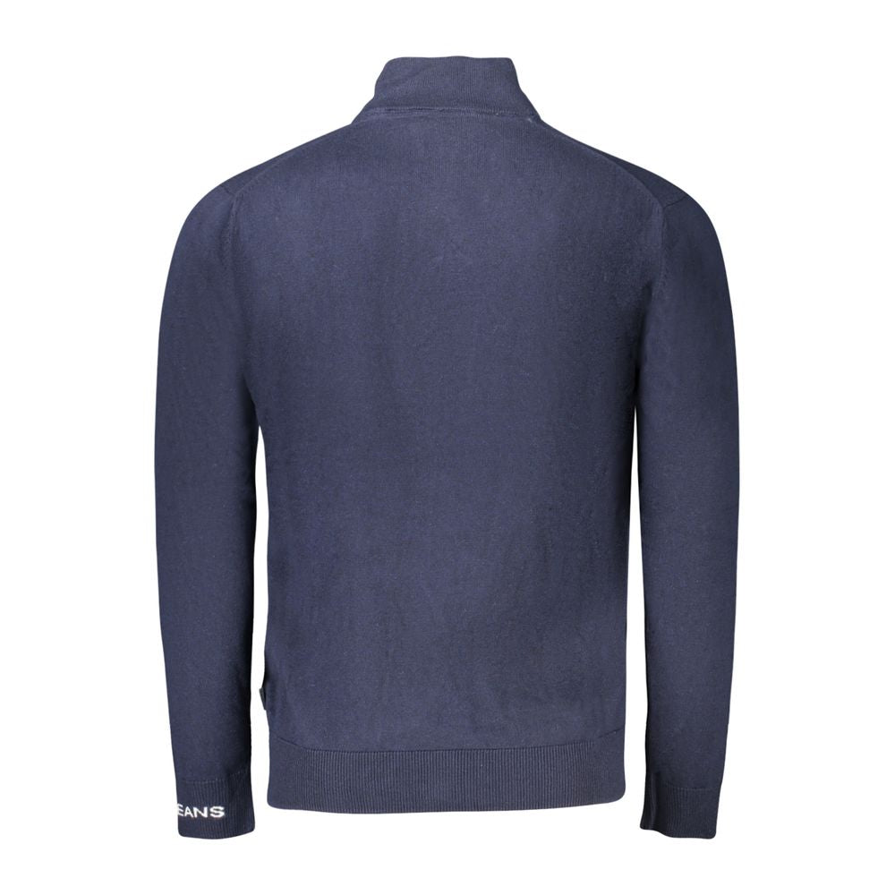 Pepe Jeans Blue Cotton Sweater - Stylish Half Zip Design