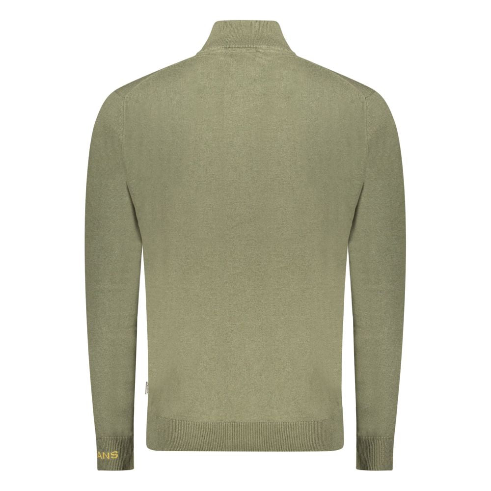 Pepe Jeans Green Cotton Sweater with Half Zip