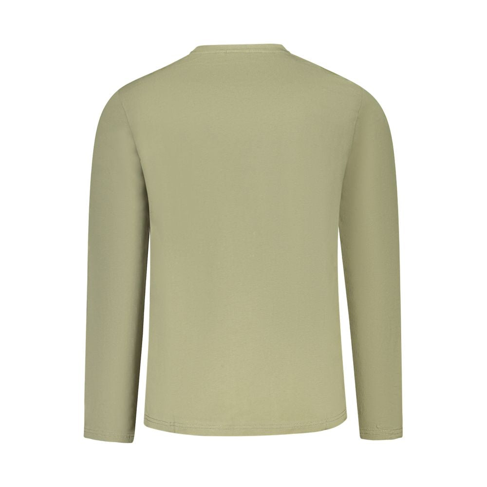 Napapijri Green Cotton T-Shirt - Long-Sleeved Comfort with Embroidery