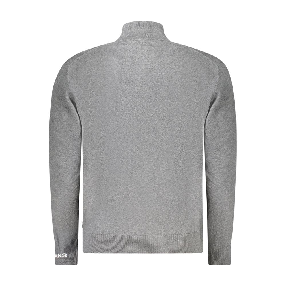 Pepe Jeans Gray Cotton Sweater - Stylish Half Zip with Embroidery