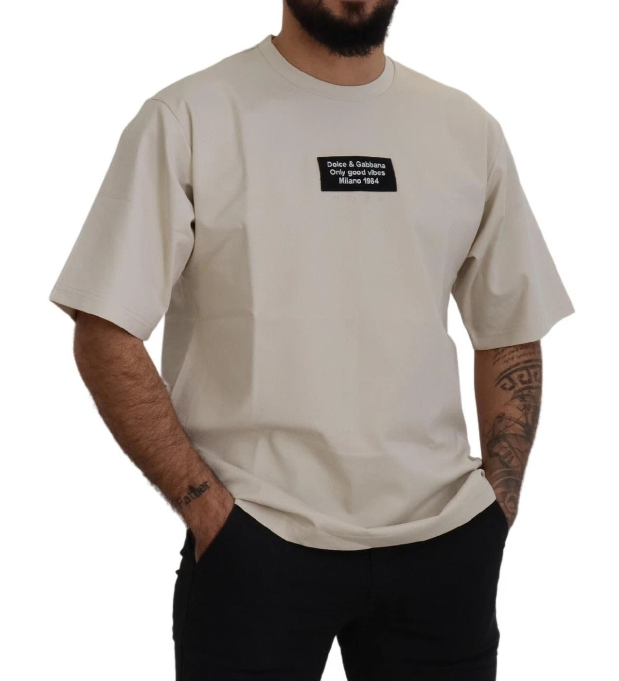 Dolce & Gabbana Ivory Printed Crewneck T-shirt