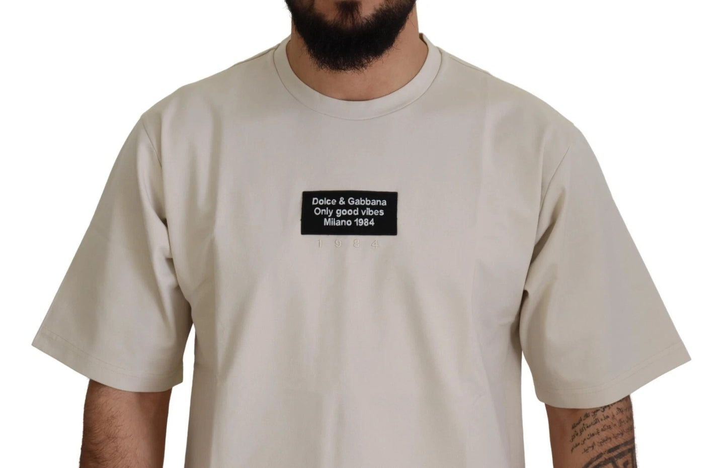 Dolce & Gabbana Ivory Printed Crewneck T-shirt