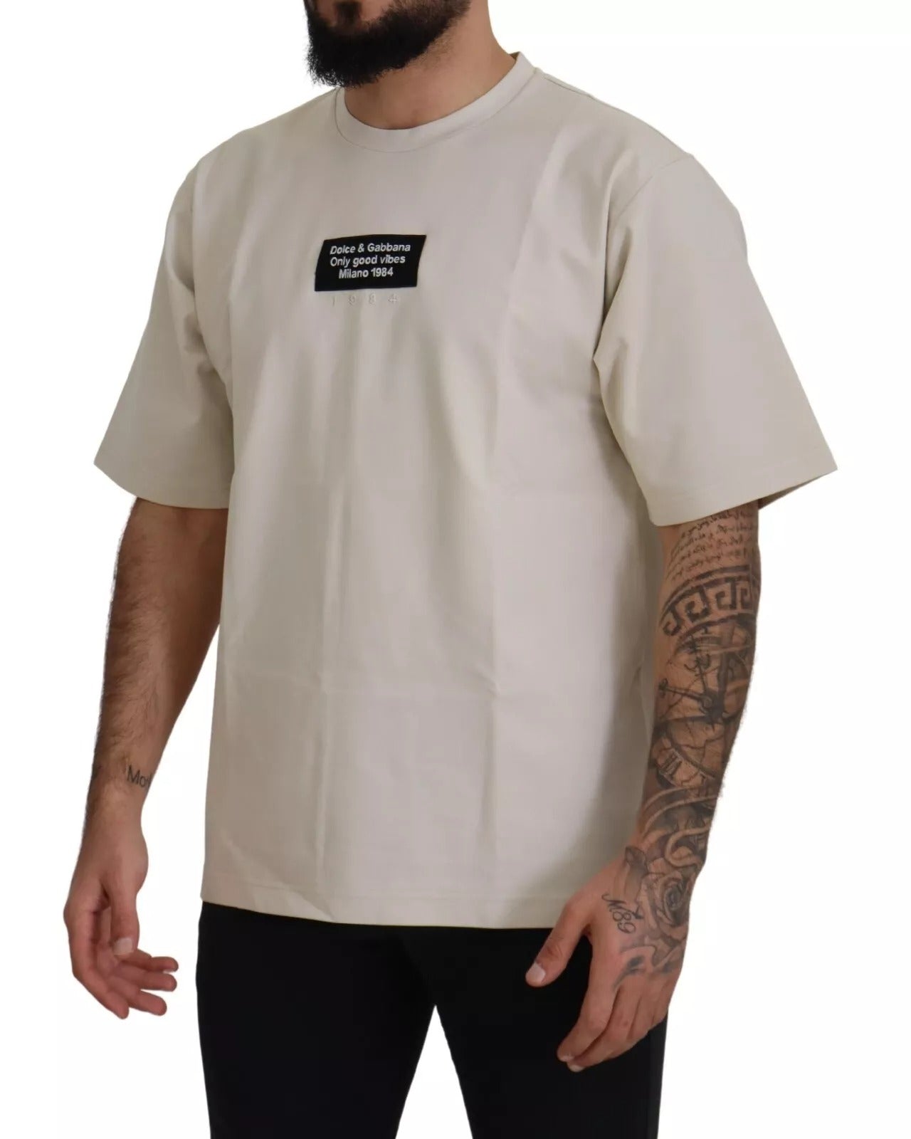 Dolce & Gabbana Ivory Printed Crewneck T-shirt