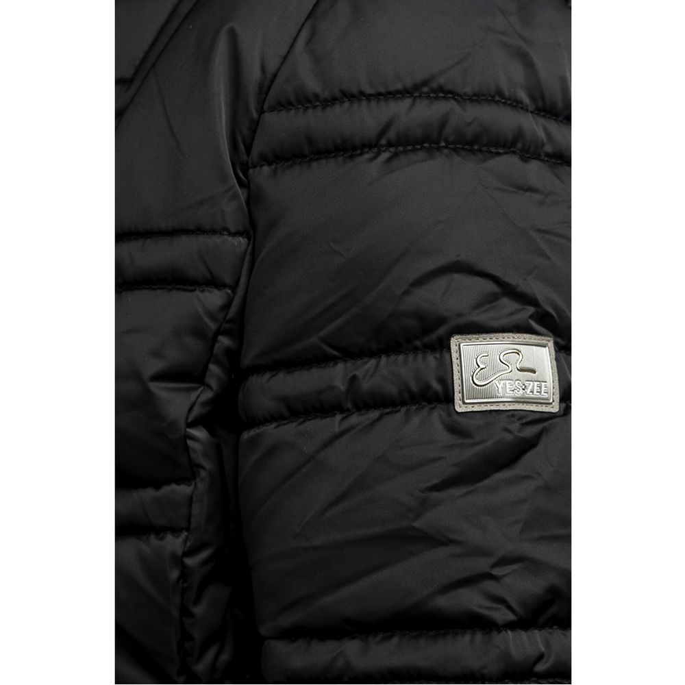 Yes Zee Black Polyester Jacket with Removable Hood