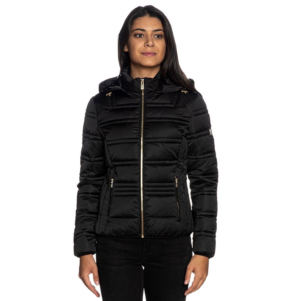 Yes Zee Black Polyester Jacket with Removable Hood