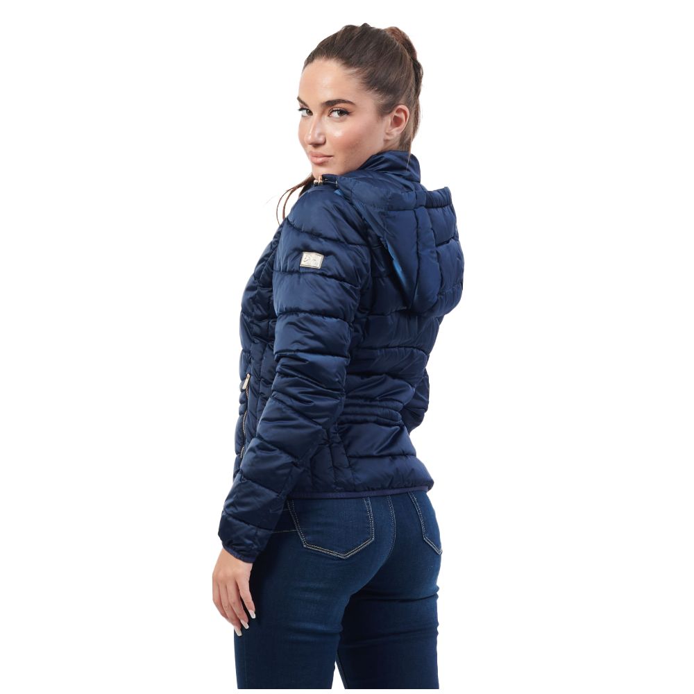 Yes Zee Blue Polyester Jacket with Removable Hood