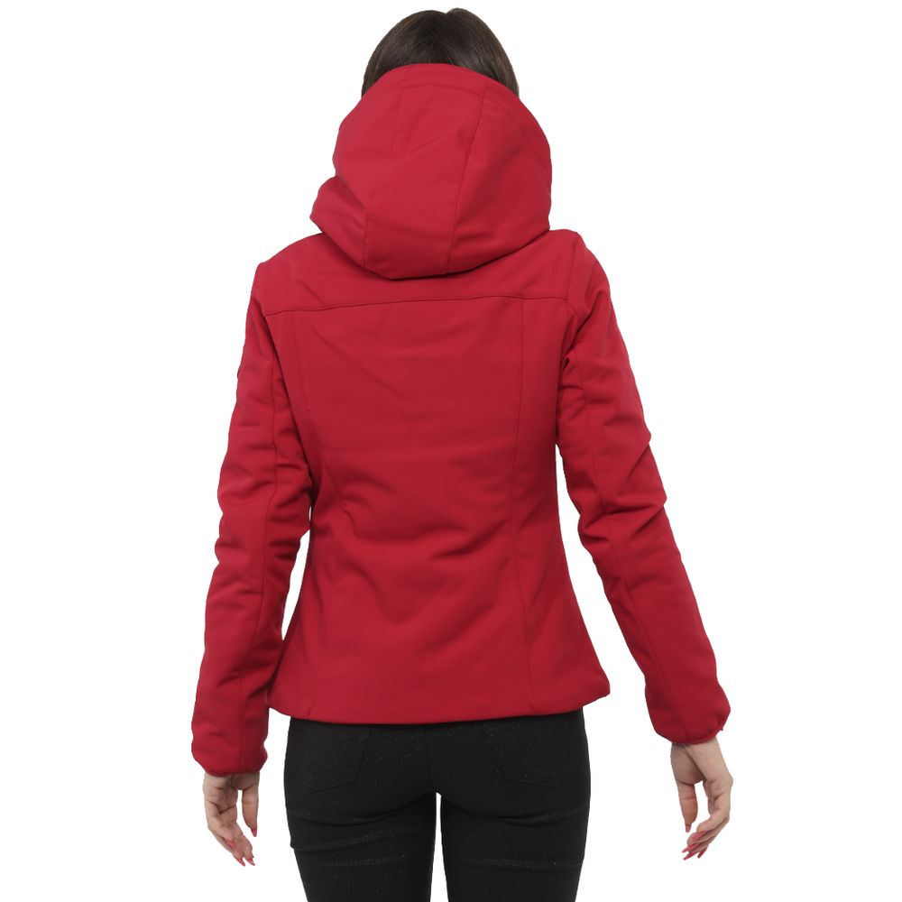 Yes Zee Red Nylon Padded Jacket with Removable Hood