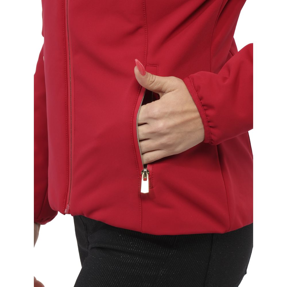 Yes Zee Red Nylon Padded Jacket with Removable Hood