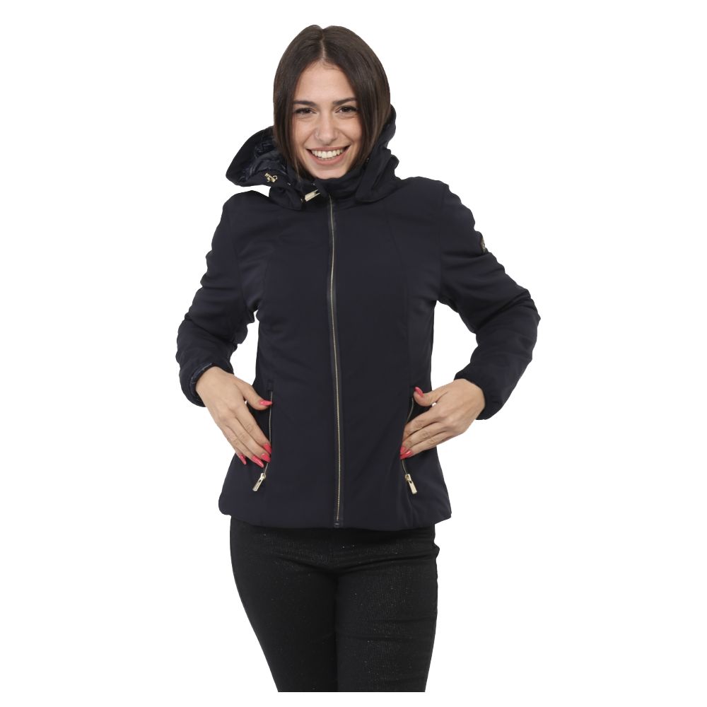 Yes Zee Blue Nylon Jacket with Removable Hood