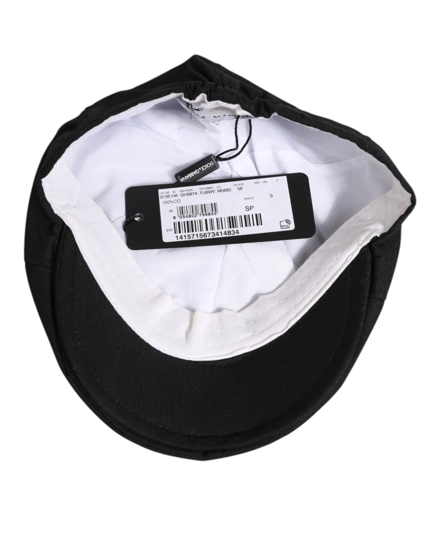 Dolce & Gabbana Black Cotton DG Logo Newsboy Cap