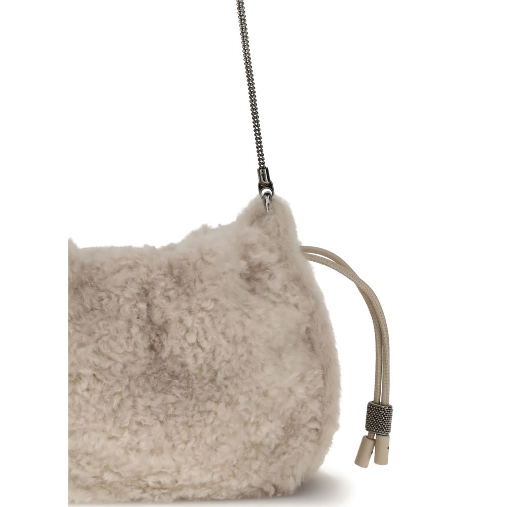 Brunello Cucinelli Mellow Mini Shearling Shoulder Bag