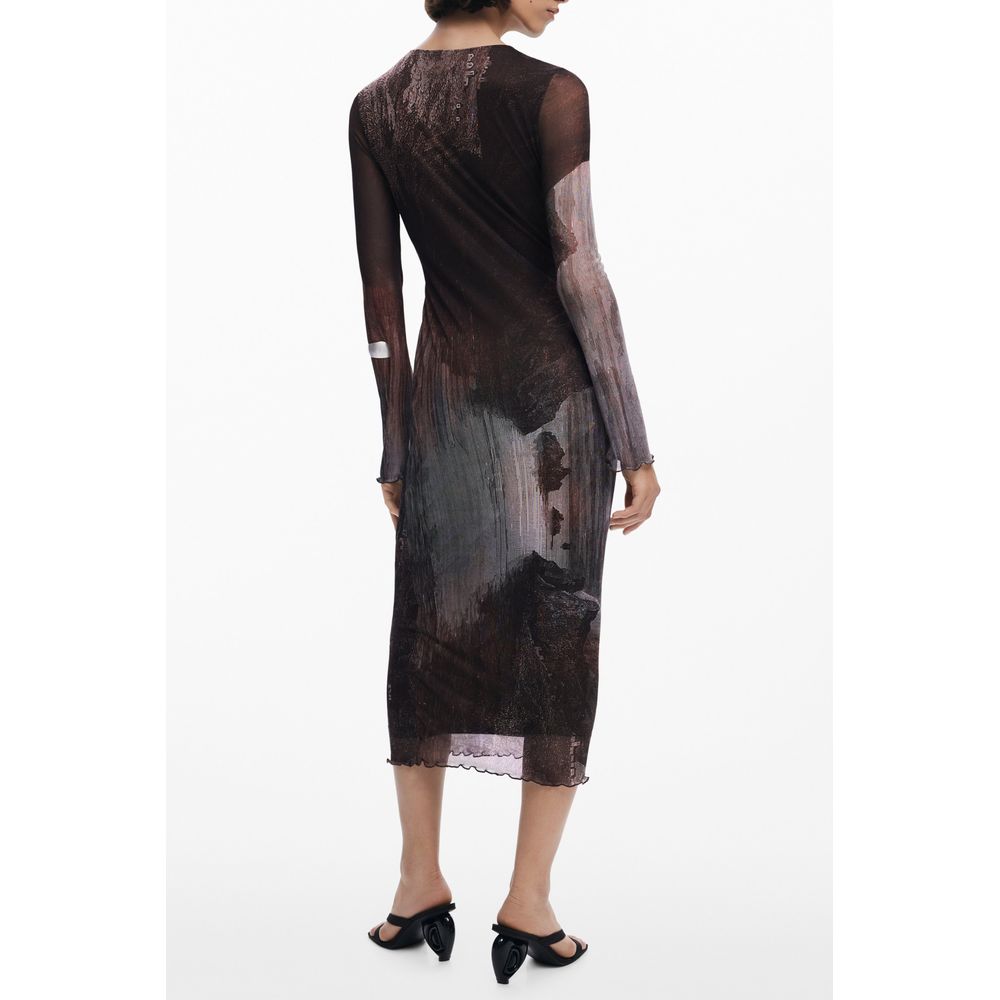 Desigual Brown Polyester Long Dress for Women