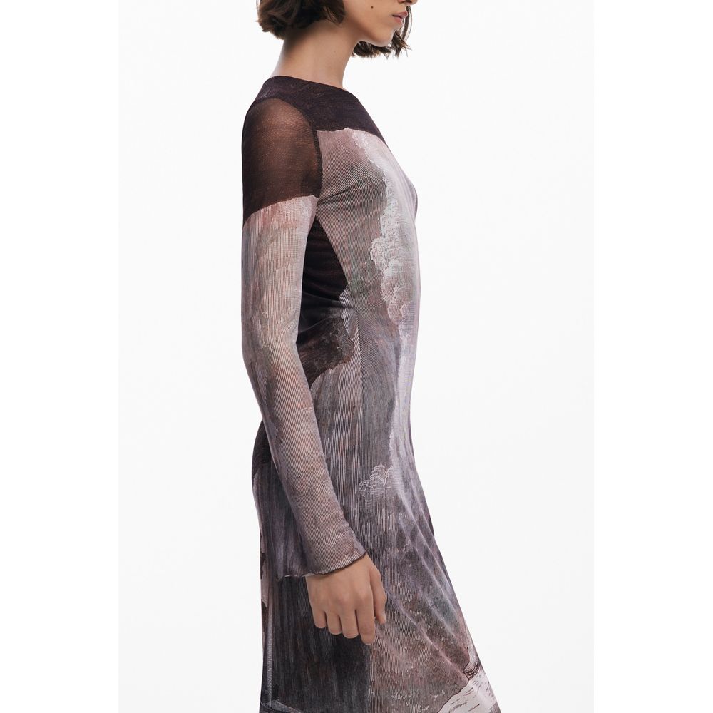 Desigual Brown Polyester Long Dress for Women
