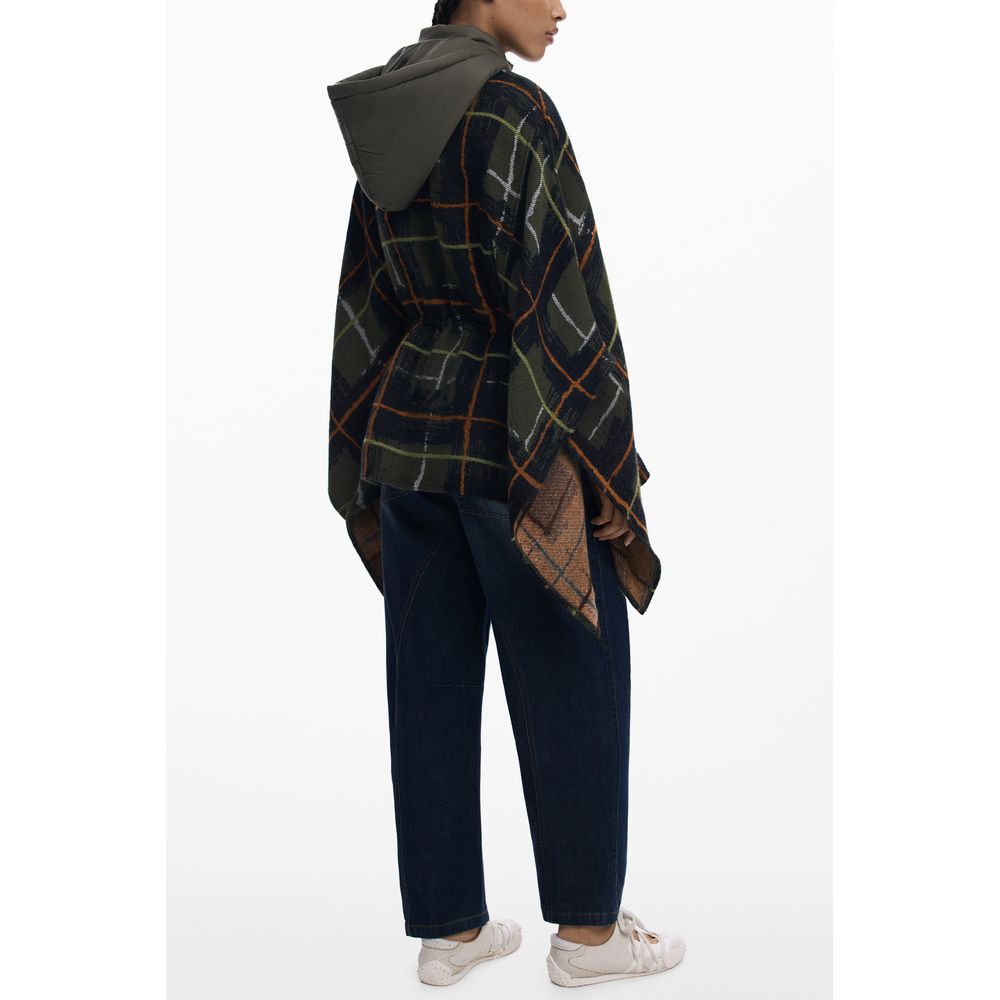 Desigual Green Polyester Hooded Poncho