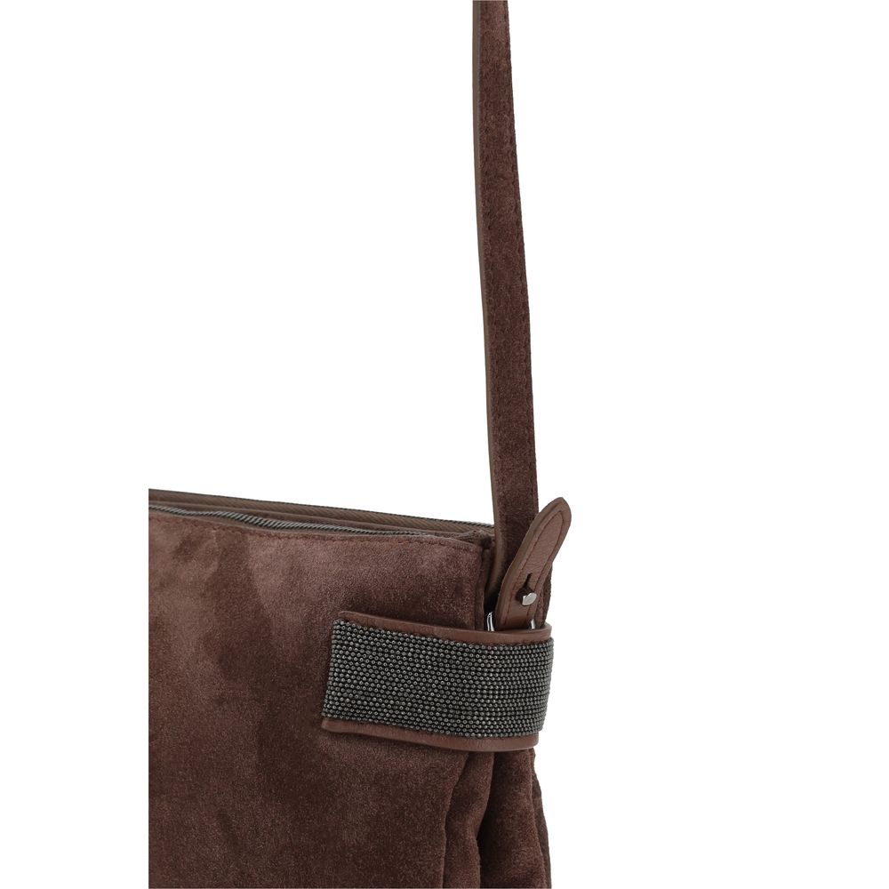 Brunello Cucinelli Suede Leather Shoulder Bag