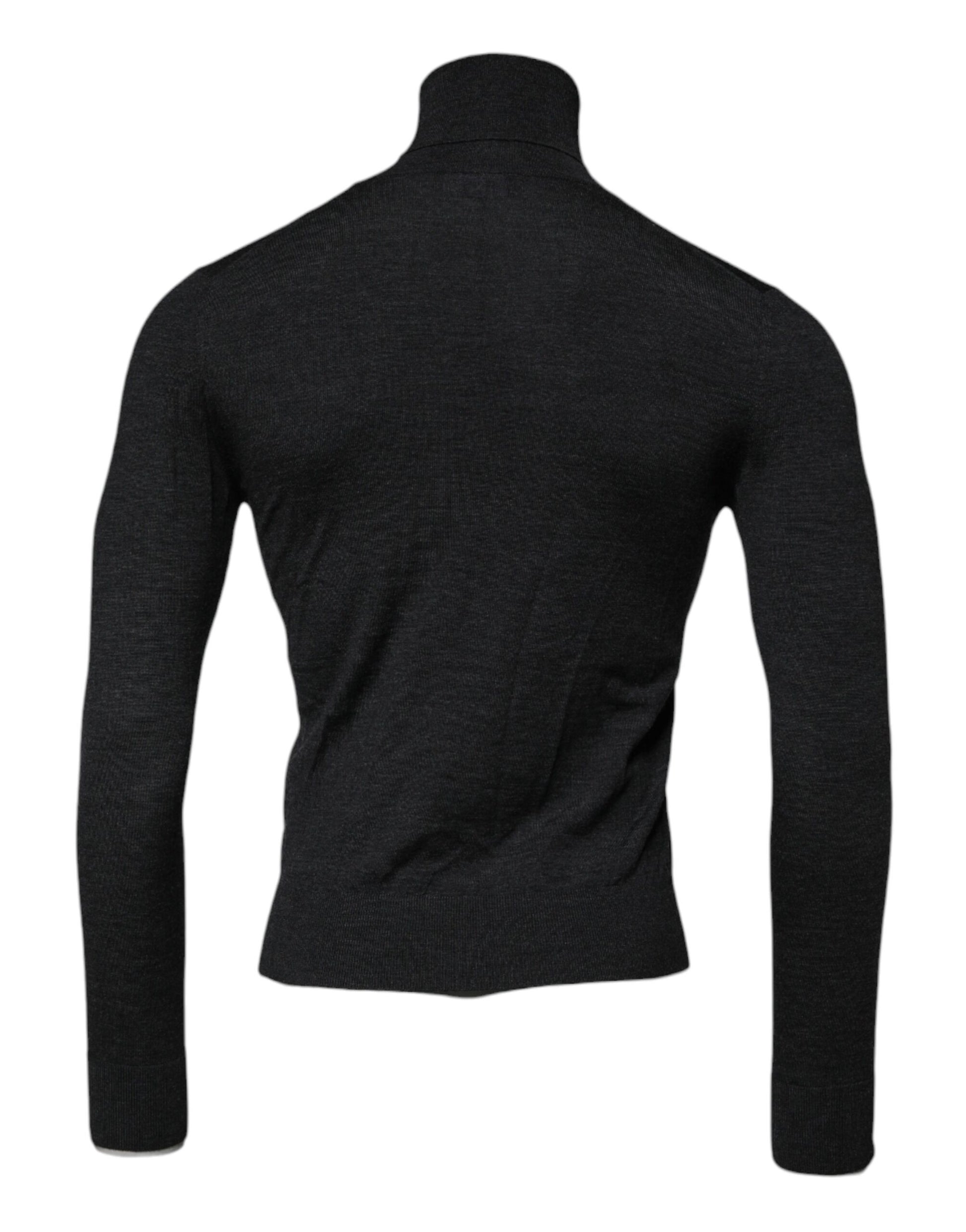 Dolce & Gabbana Black Wool Turtleneck Men Pullover Sweater