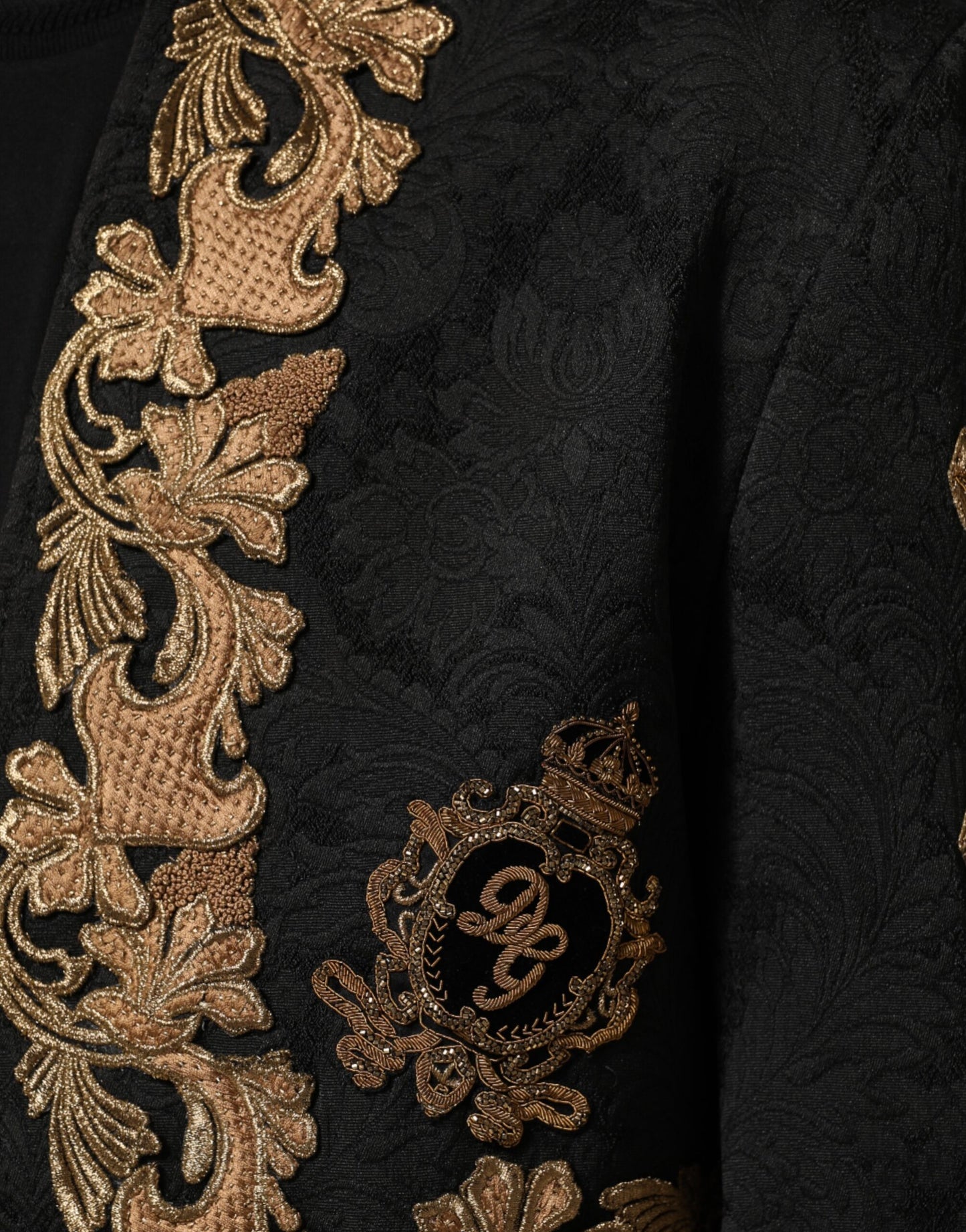 Dolce & Gabbana Black Brocade Embroidery Men's Coat Jacket