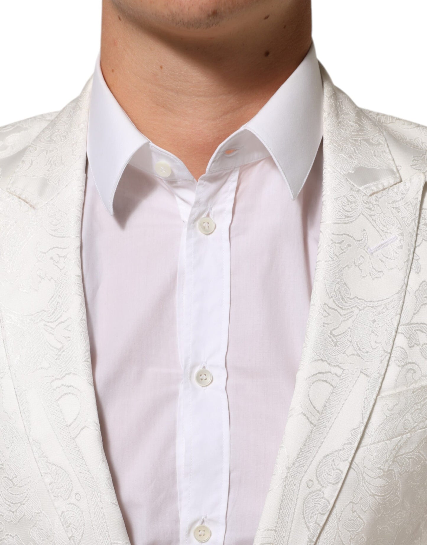 Dolce & Gabbana White Brocade MARTINI Formal Suit