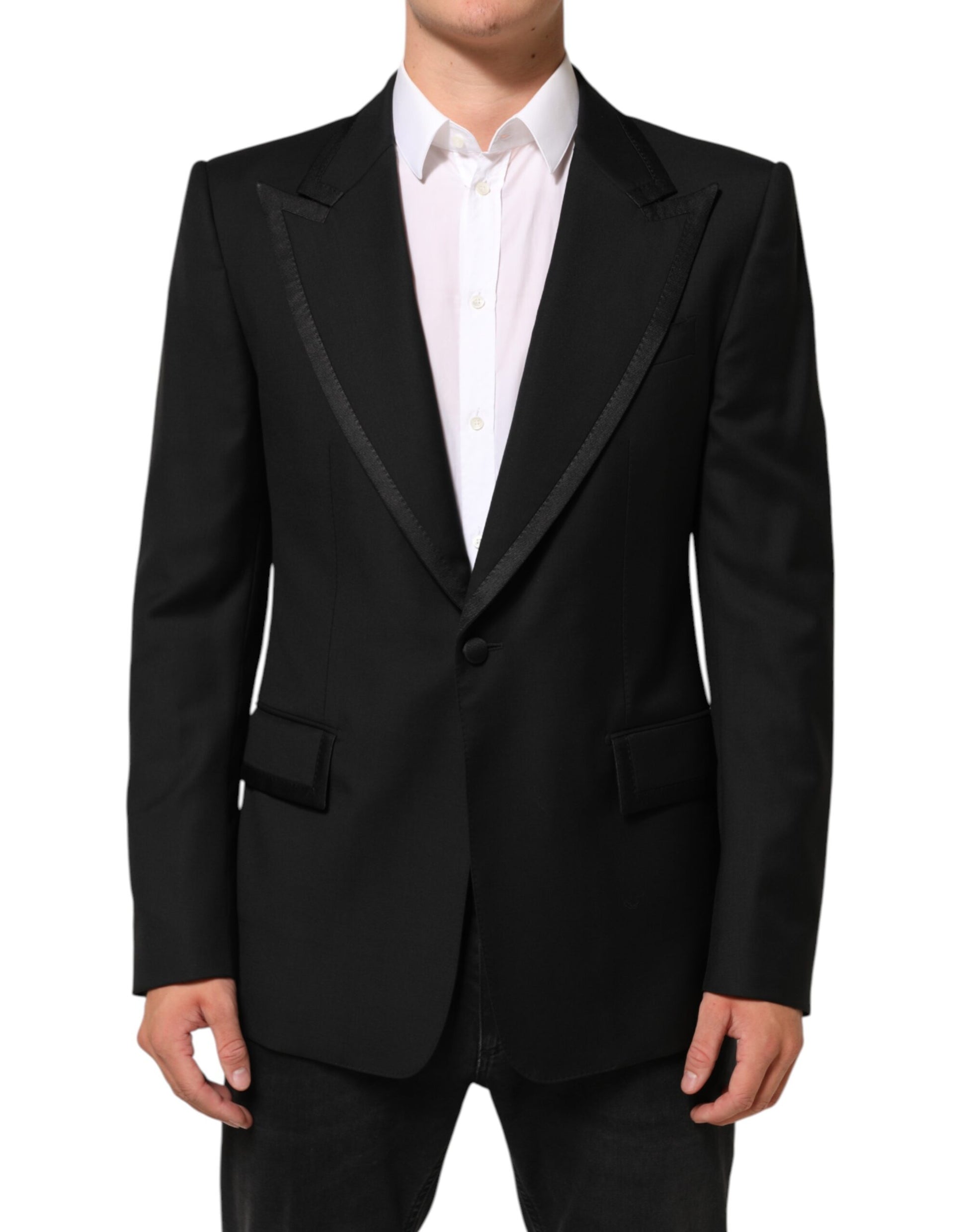 Dolce & Gabbana Black Wool 1 Button Suit Jacket for Men