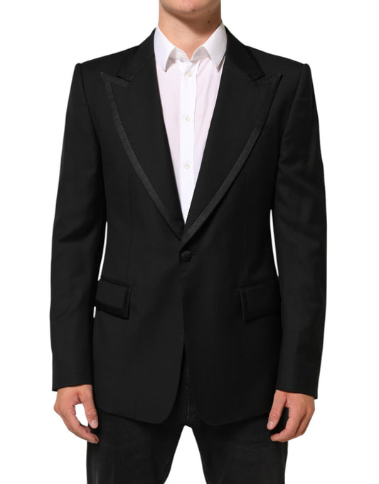 Dolce & Gabbana Black Wool 1 Button Suit Jacket for Men