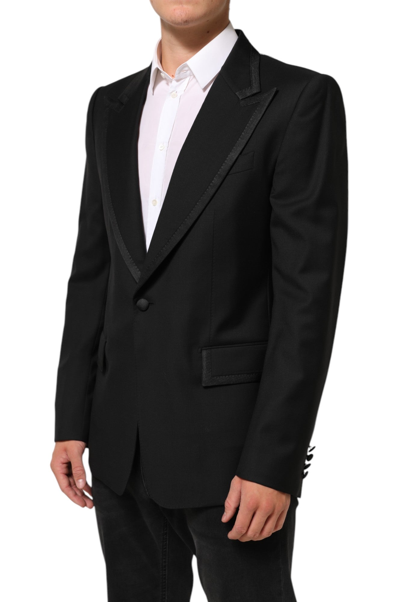Dolce & Gabbana Black Wool 1 Button Suit Jacket for Men