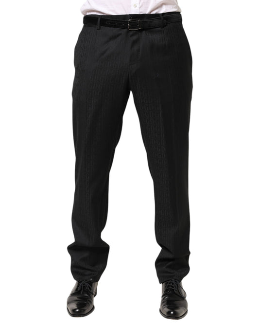 Dolce & Gabbana Black Wool Mid Waist Dress Trousers for Men