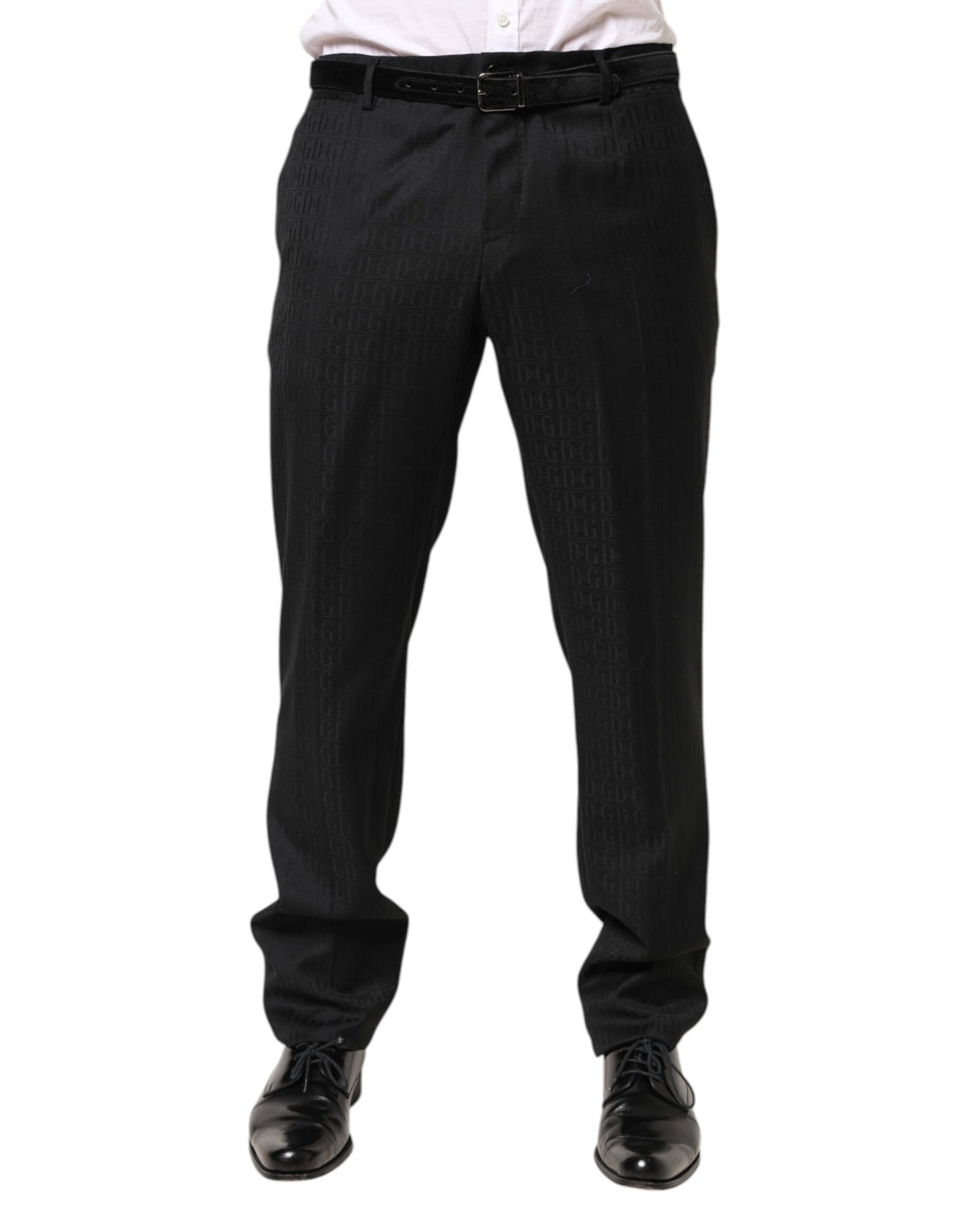 Dolce & Gabbana Black Wool Mid Waist Dress Trousers for Men