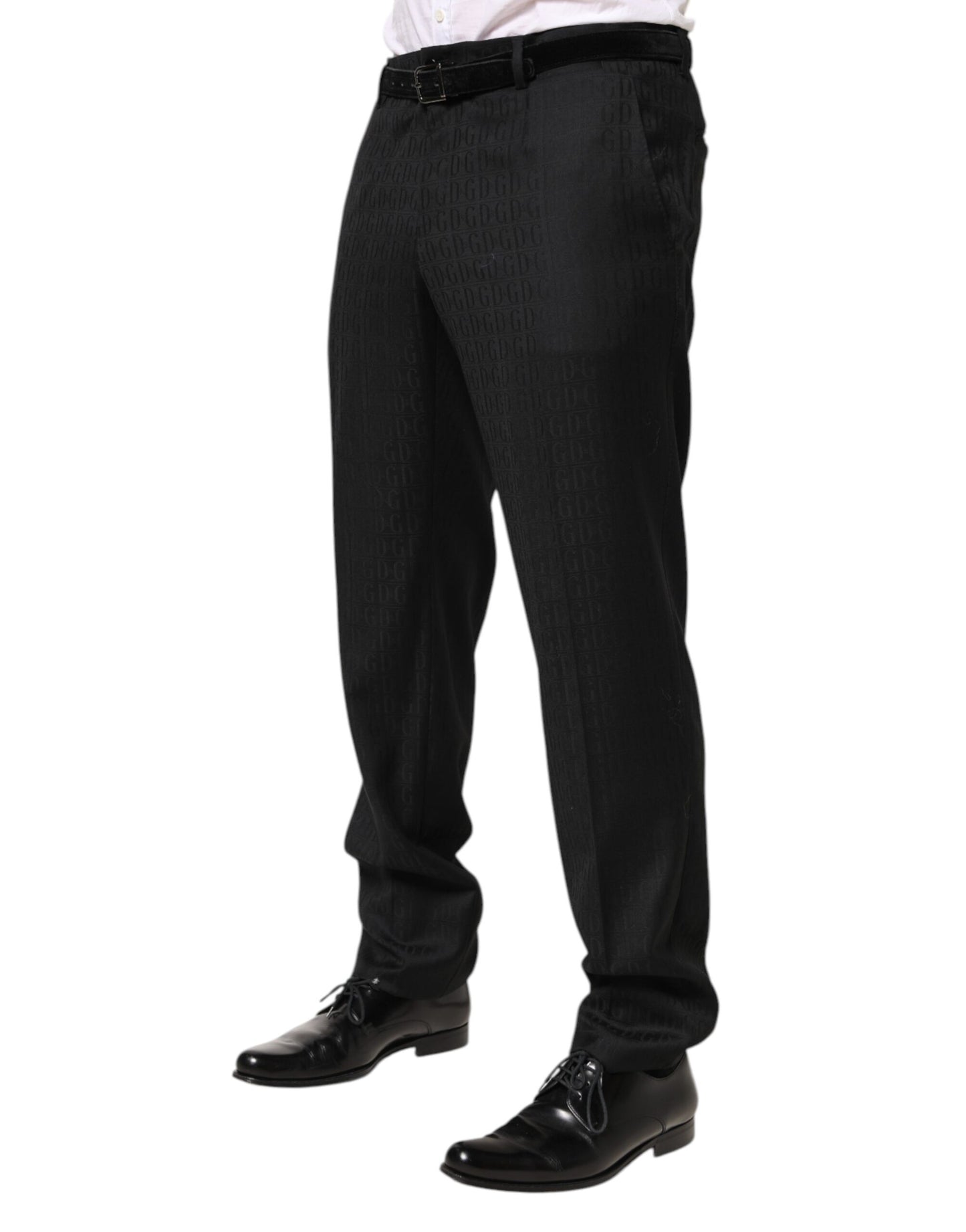 Dolce & Gabbana Black Wool Mid Waist Dress Trousers for Men