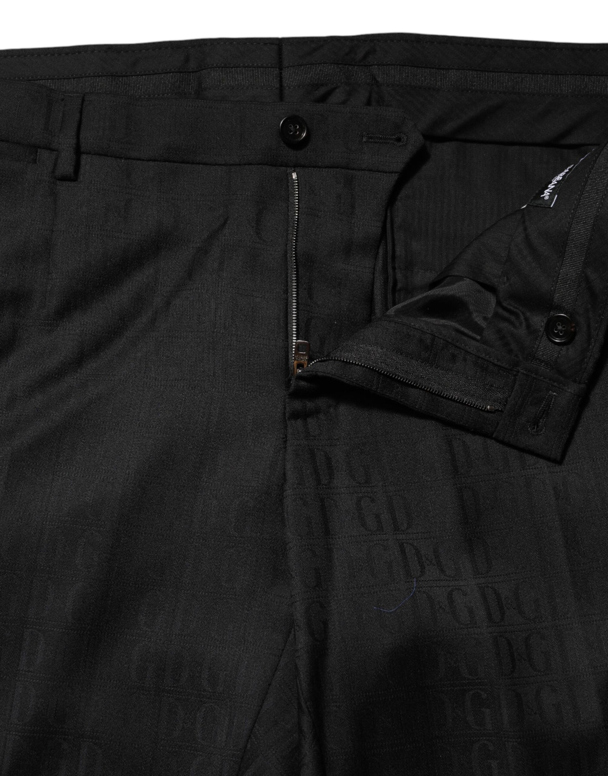 Dolce & Gabbana Black Wool Mid Waist Dress Trousers for Men