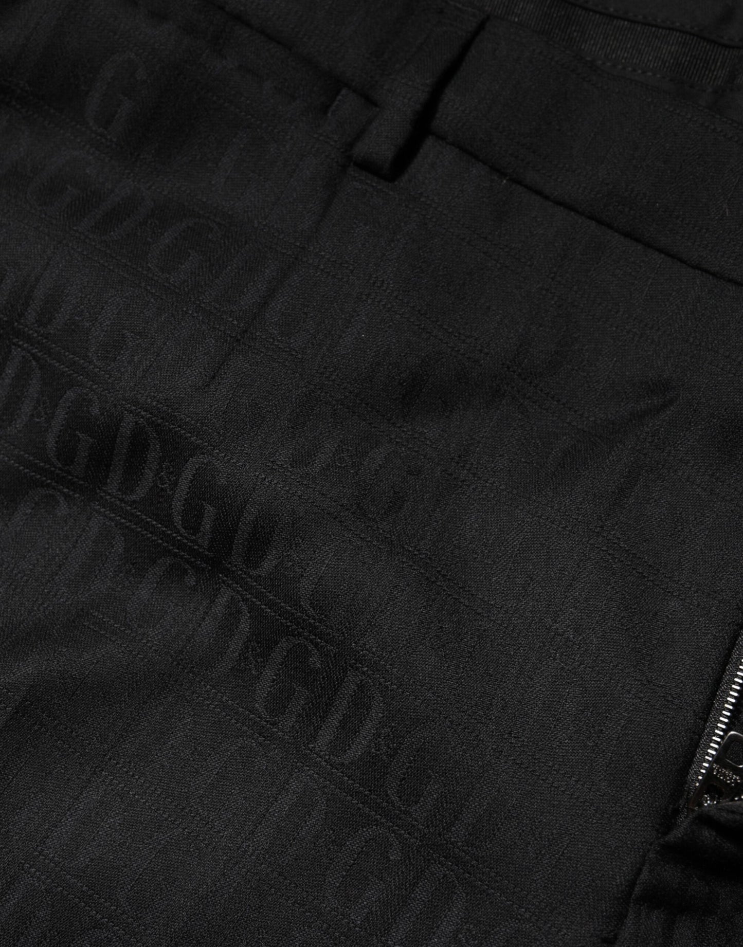 Dolce & Gabbana Black Wool Mid Waist Dress Trousers for Men