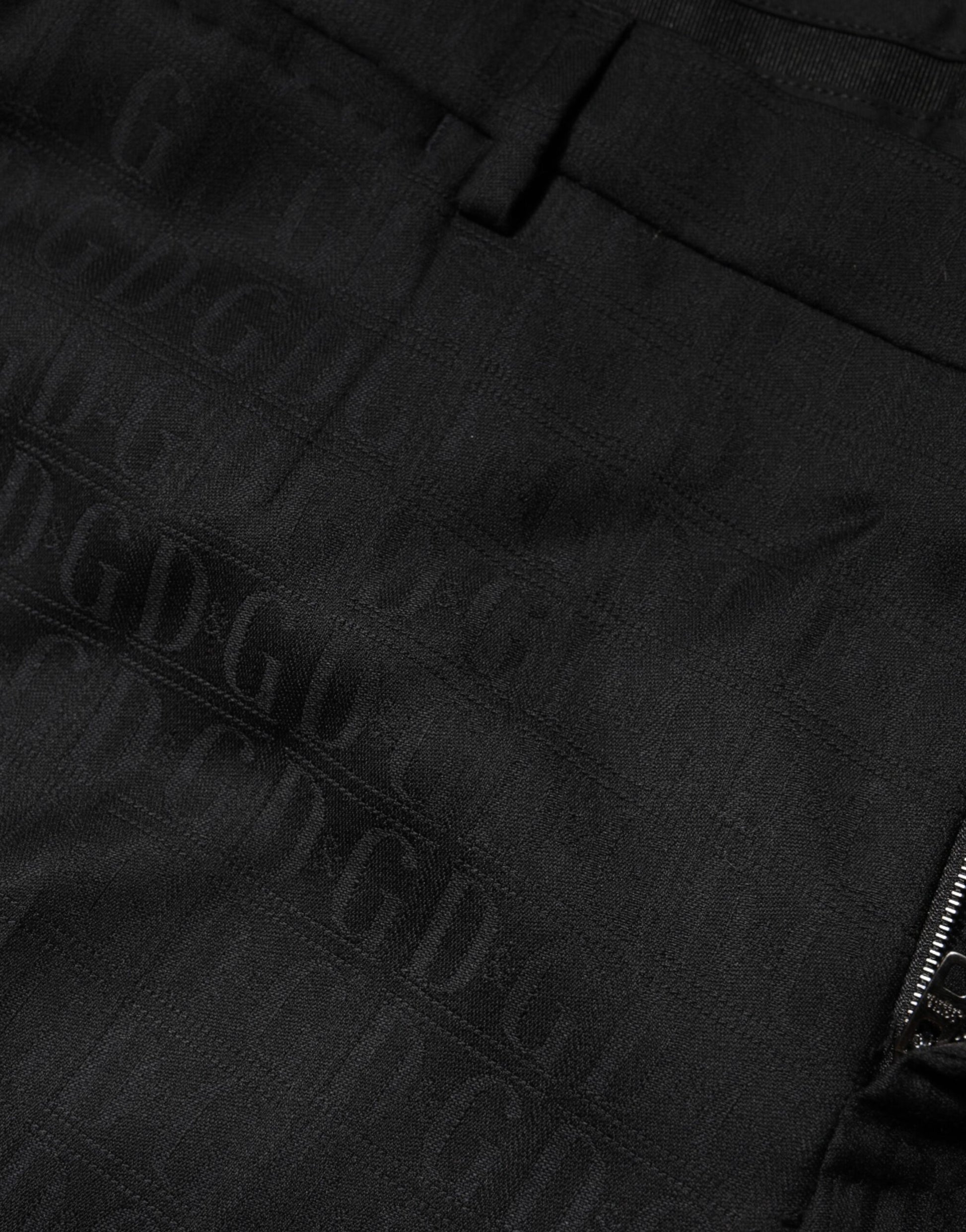 Dolce & Gabbana Black Wool Mid Waist Dress Trousers for Men