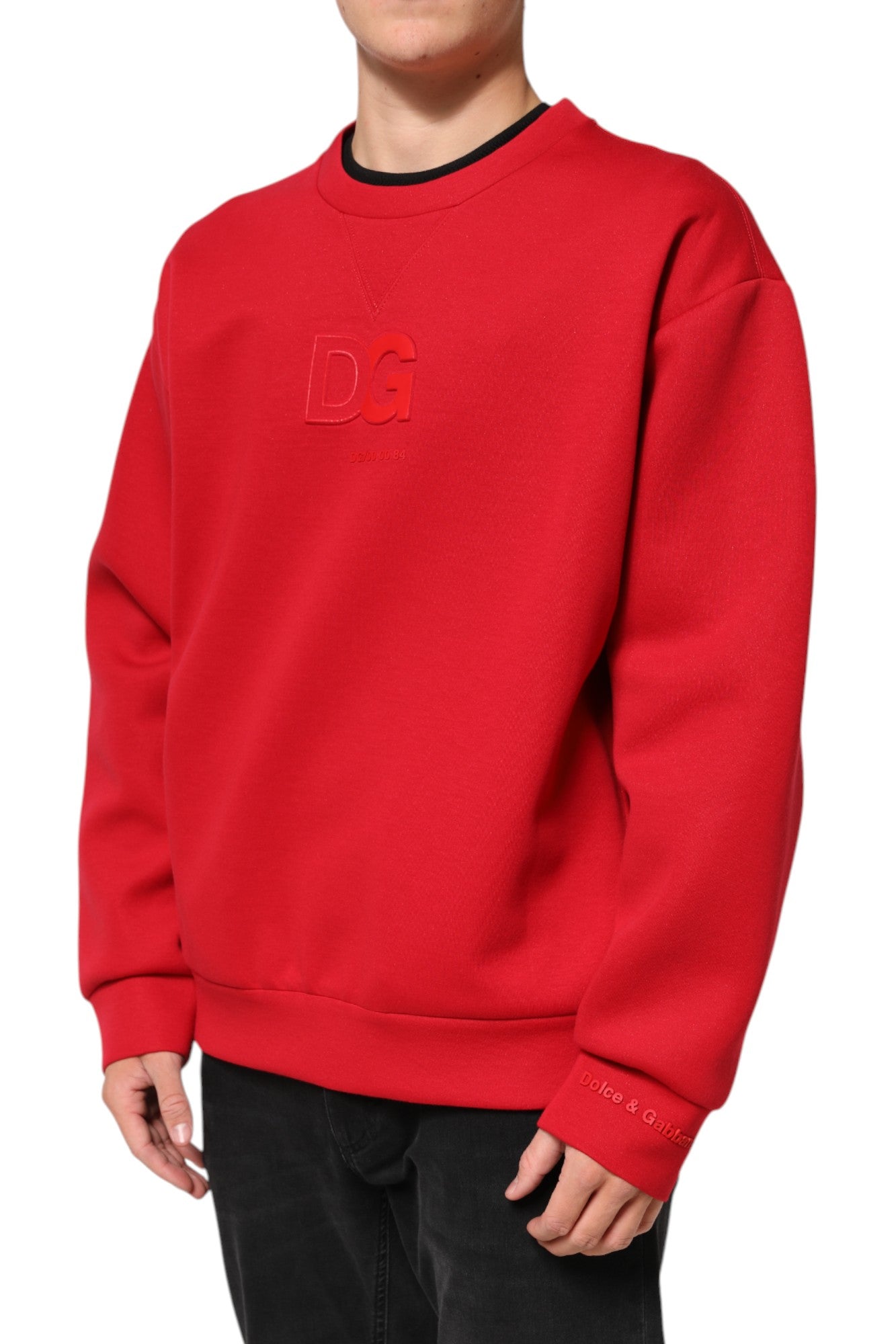 Dolce & Gabbana Red DG Logo Crew Neck Sweatshirt for Men