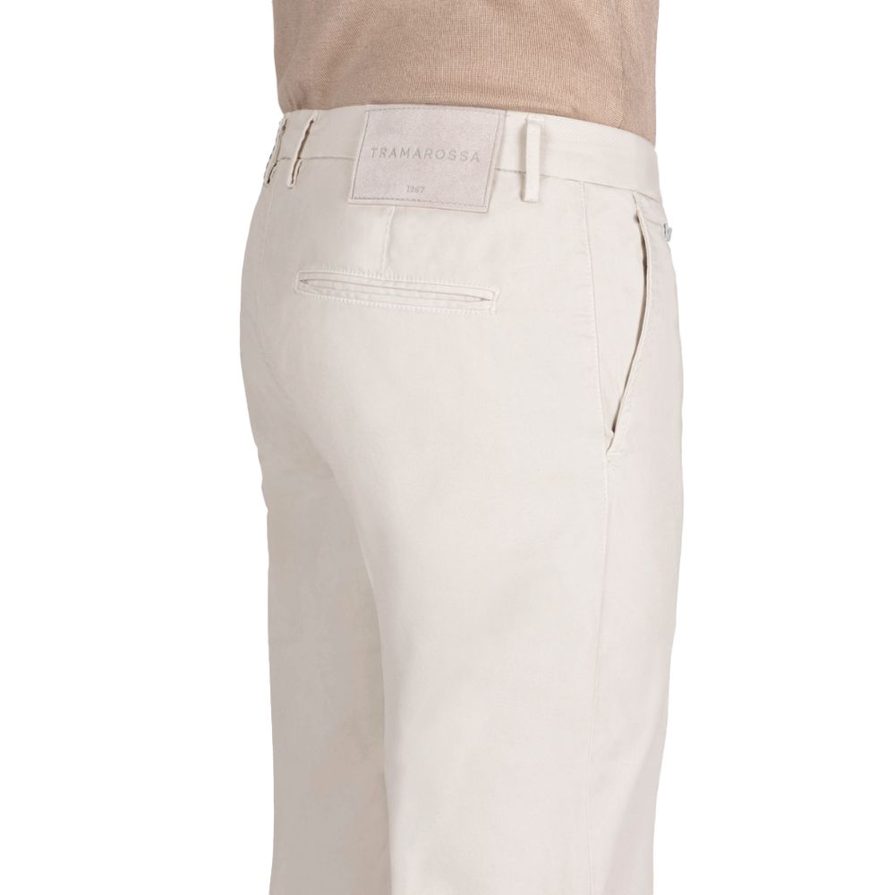 Tramarossa White Cotton Chino Trousers