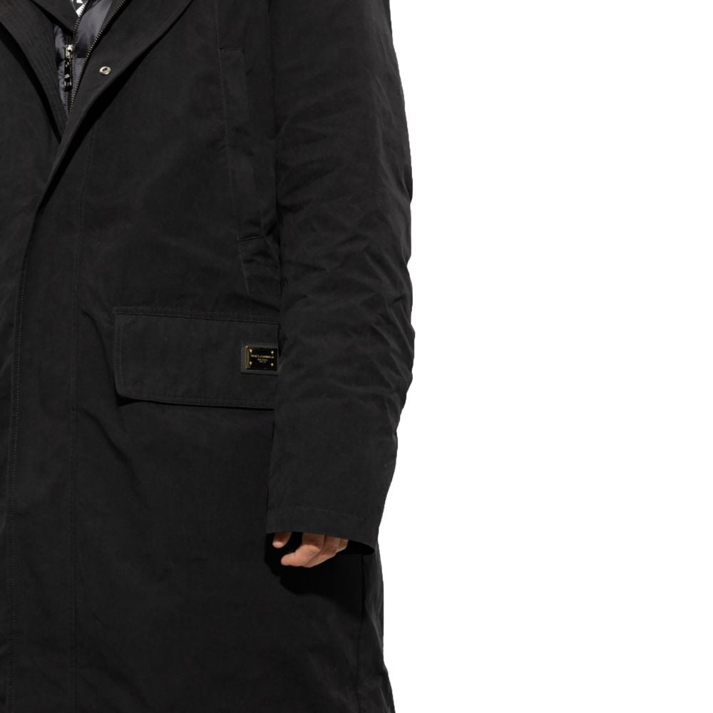 Dolce & Gabbana Black Cotton Parka with Detachable Down Jacket