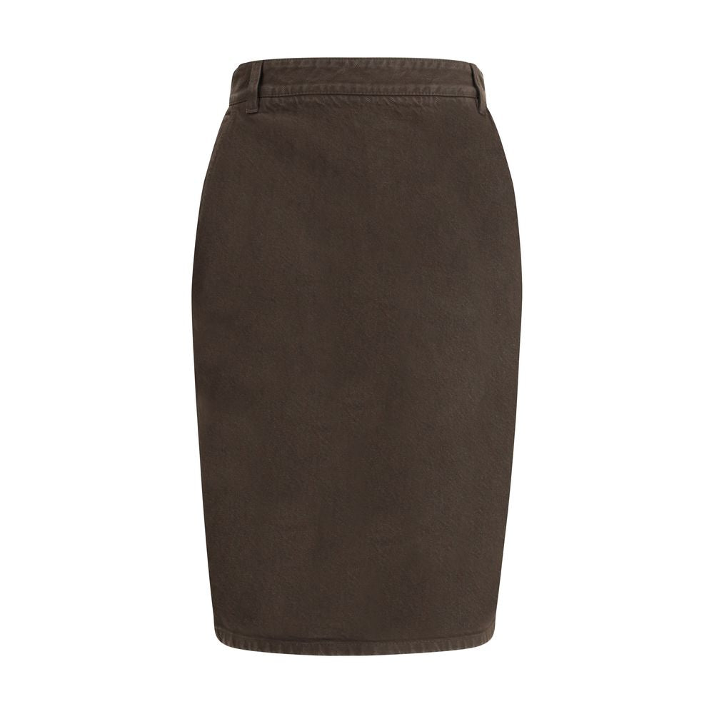 Saint Laurent Brown Denim Pencil Skirt