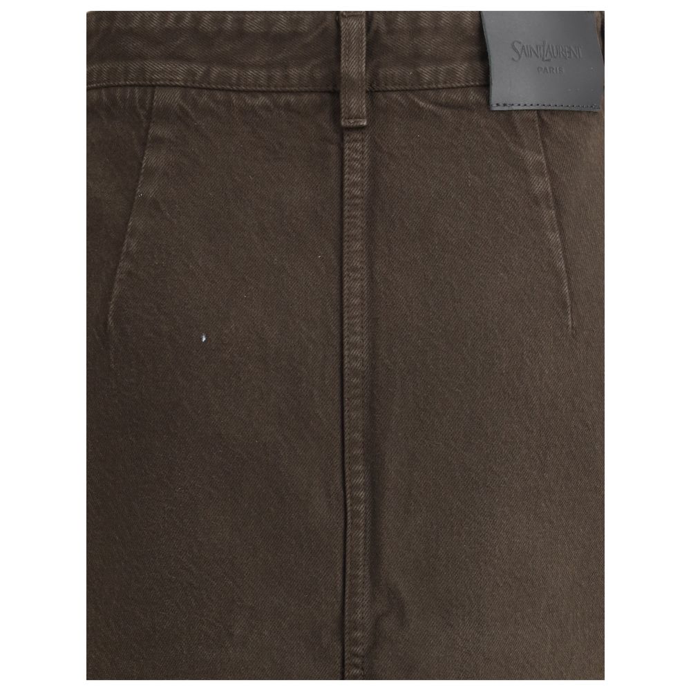 Saint Laurent Brown Denim Pencil Skirt