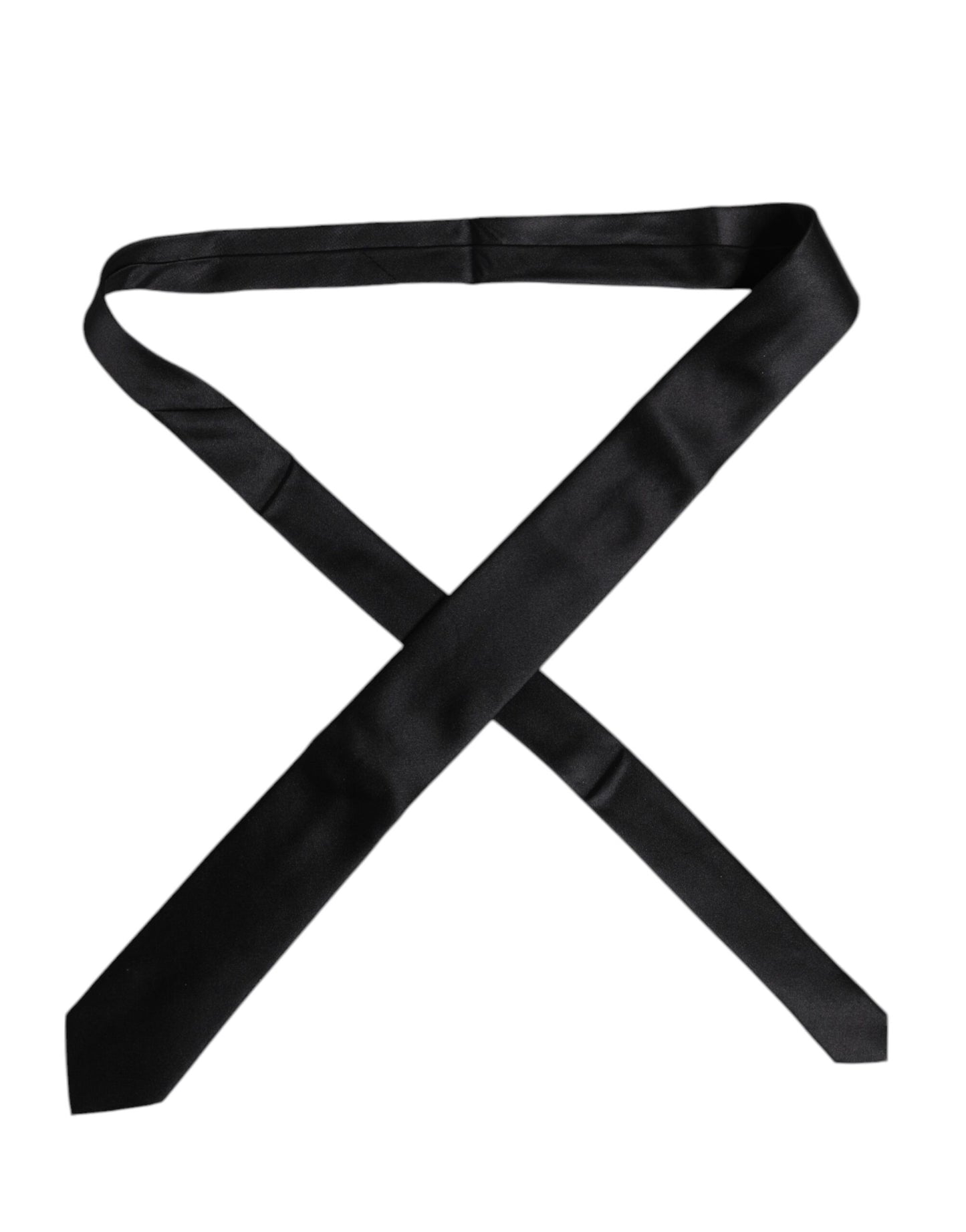 Dolce & Gabbana Men Black Solid Silk Adjustable Necktie