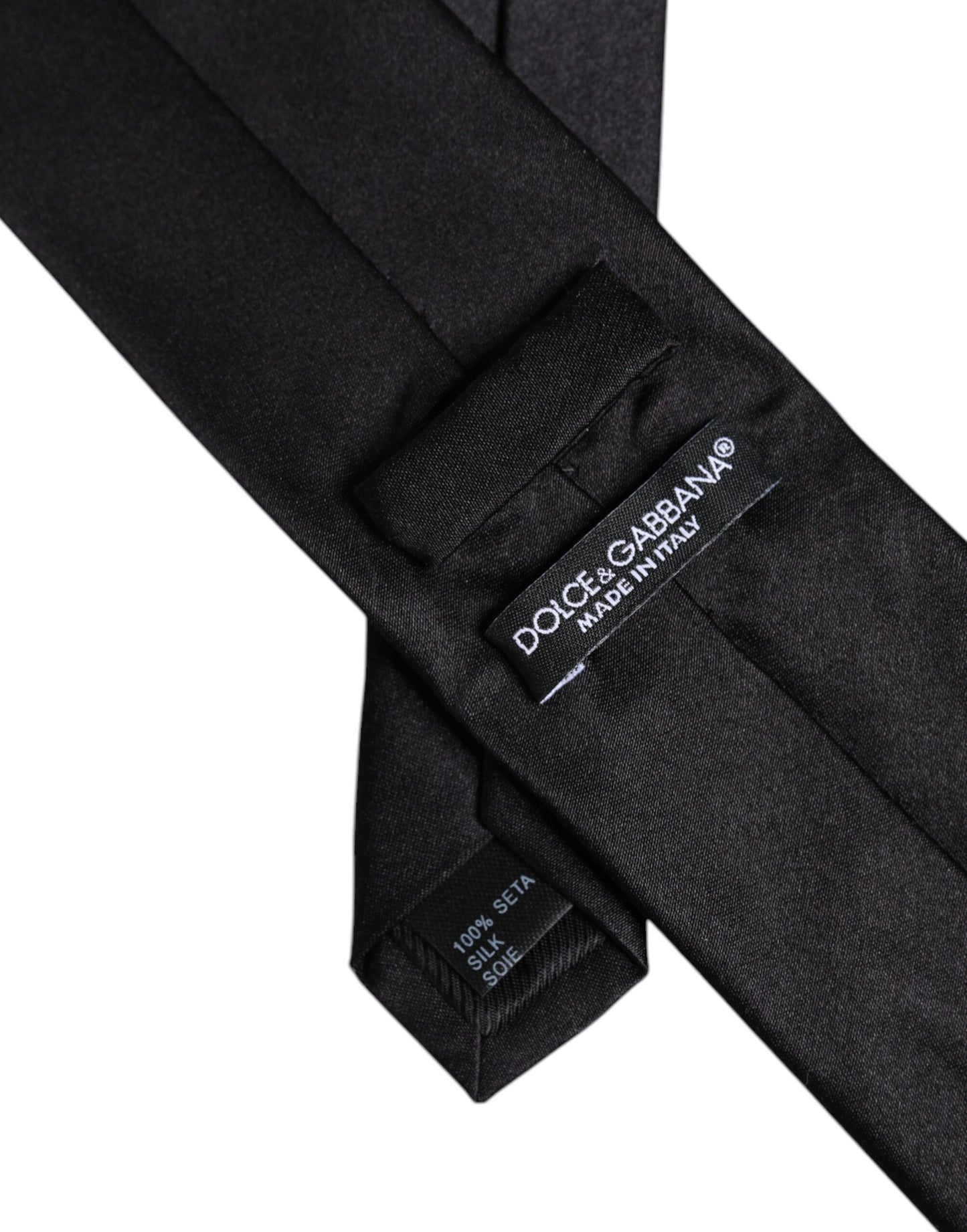 Dolce & Gabbana Men Black Solid Silk Adjustable Necktie